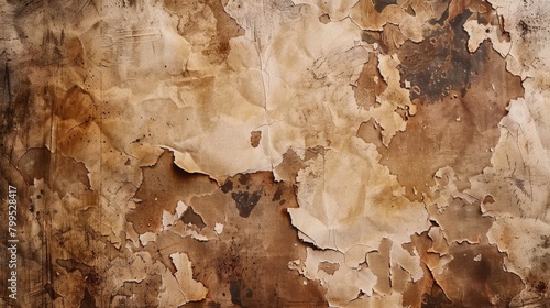 Texture of weathered canvas paper showing brown stains