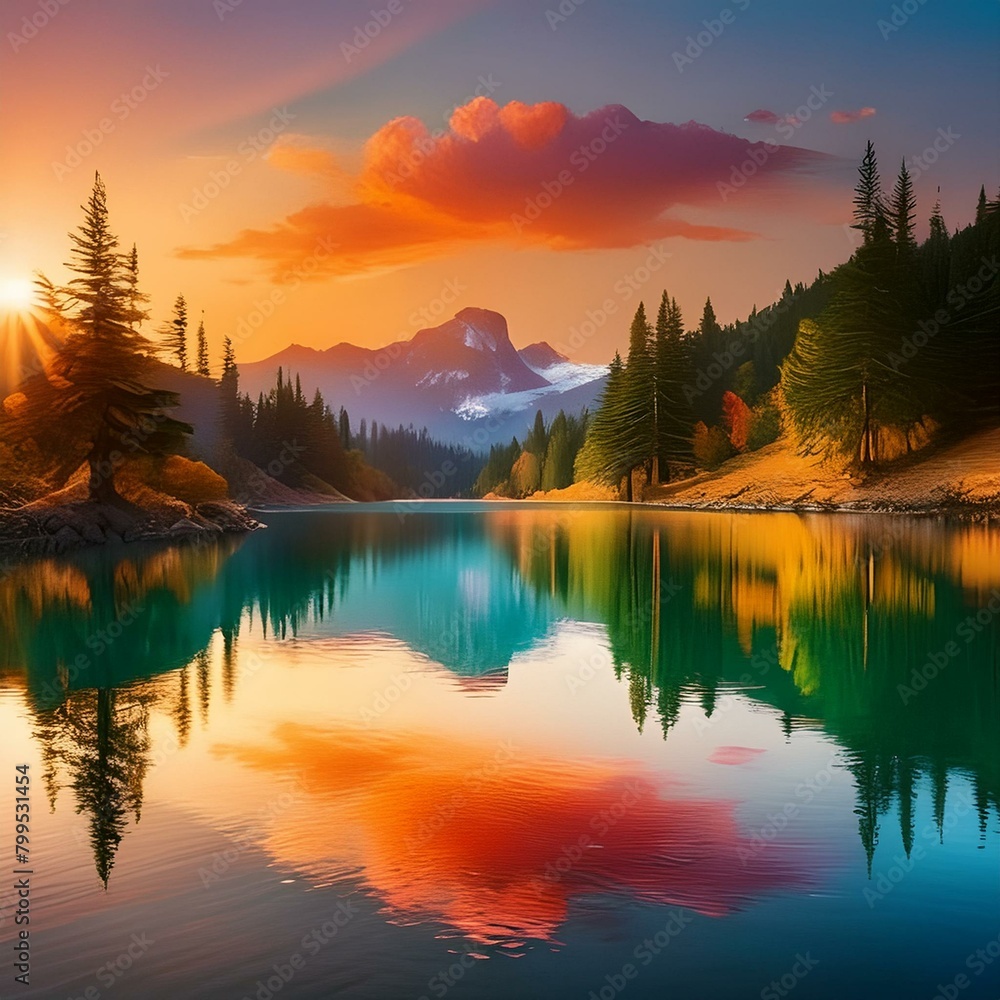 a serene sunset over a tranquil lake, with vibrant hues reflecting off the water, invoking a sense of calm and tranquility. a serene sunset over a tranquil lake, with vibrant hues reflecting off the water, invoking a sense of calm and tranquility.