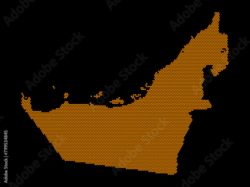 A sketching style of the map United Arab Emirates. An abstract image for a geographical design template. Image isolated on black background.