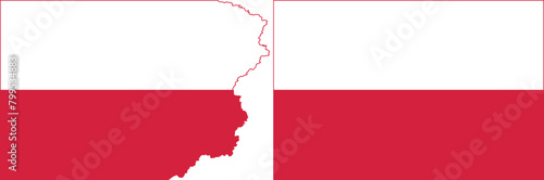 Polish flags vector. Standard flag and with torn edges