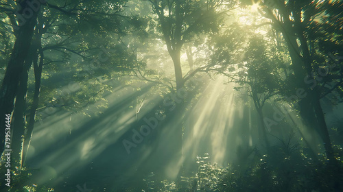 forest tranquility in the morning sun