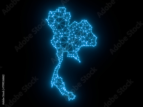 A sketching style of the map Thailand. An abstract image for a geographical design template. Image isolated on black background.