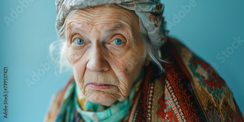 sad and stressed senior woman looking at camera