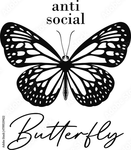 antisocial butterfly svg, anti-social vector, butterfly vector, anti-social butterfly png, introvert, butterfly quote photo
