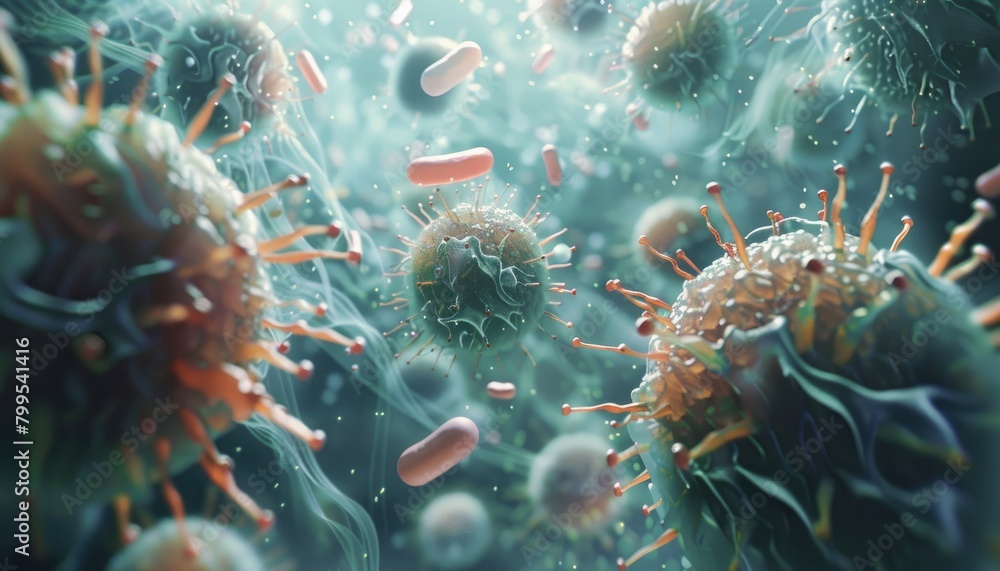 Nature's Unseen Engineers Intricate Bacteria and Viruses in Macro View Nature's Unseen Engineers Intricate Bacteria and Viruses in Macro View
