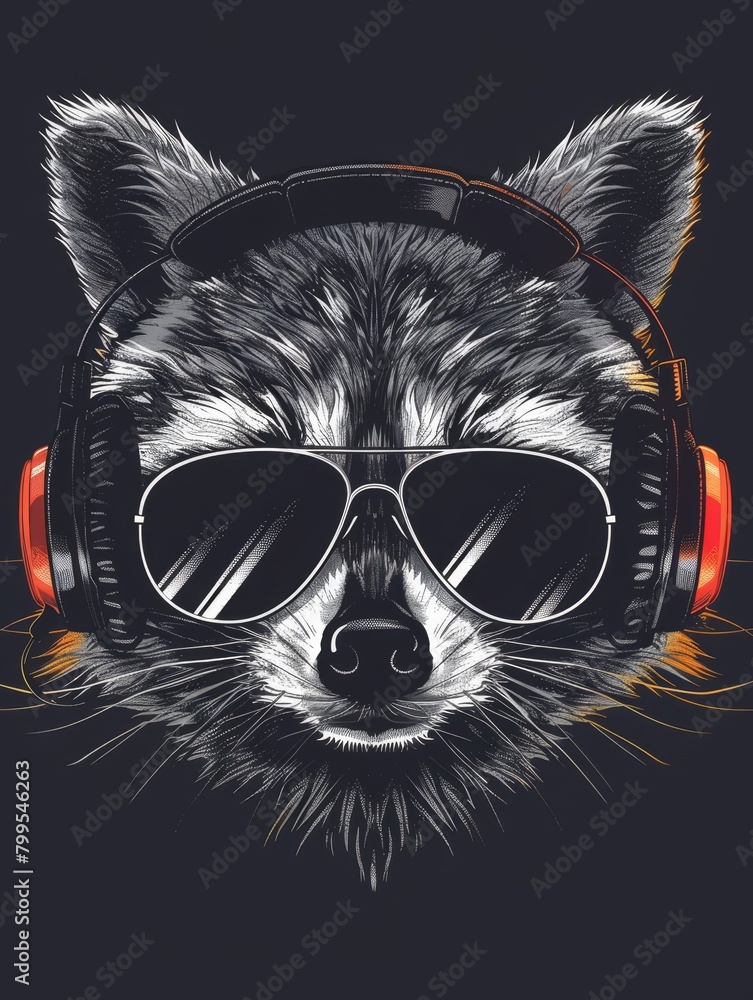 Vector Design with Shades and Headphones
