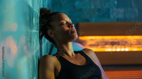 A person with fibromyalgia takes a break from their busy day at work to relax in a sauna in the workplace wellness center. As the heat soothes their tired muscles they feel a renewed.