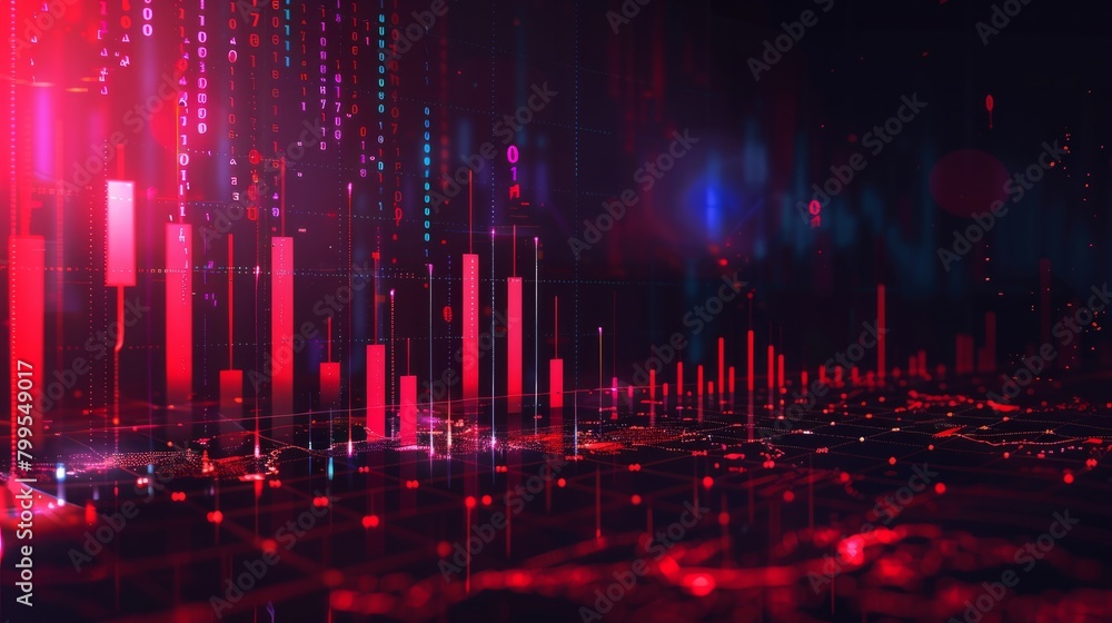 Fototapeta premium Stock market or forex trading graph and candlestick chart, abstract finance background, Generative AI hyper realistic 