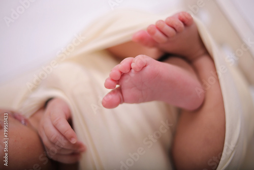 newborn baby cute toes and hand
