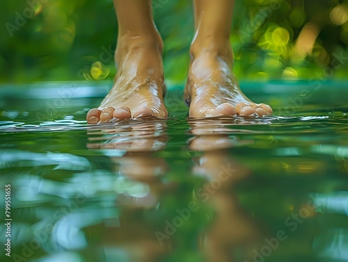 Tranquil Scene  Bare Feet Dangling Over Still Water