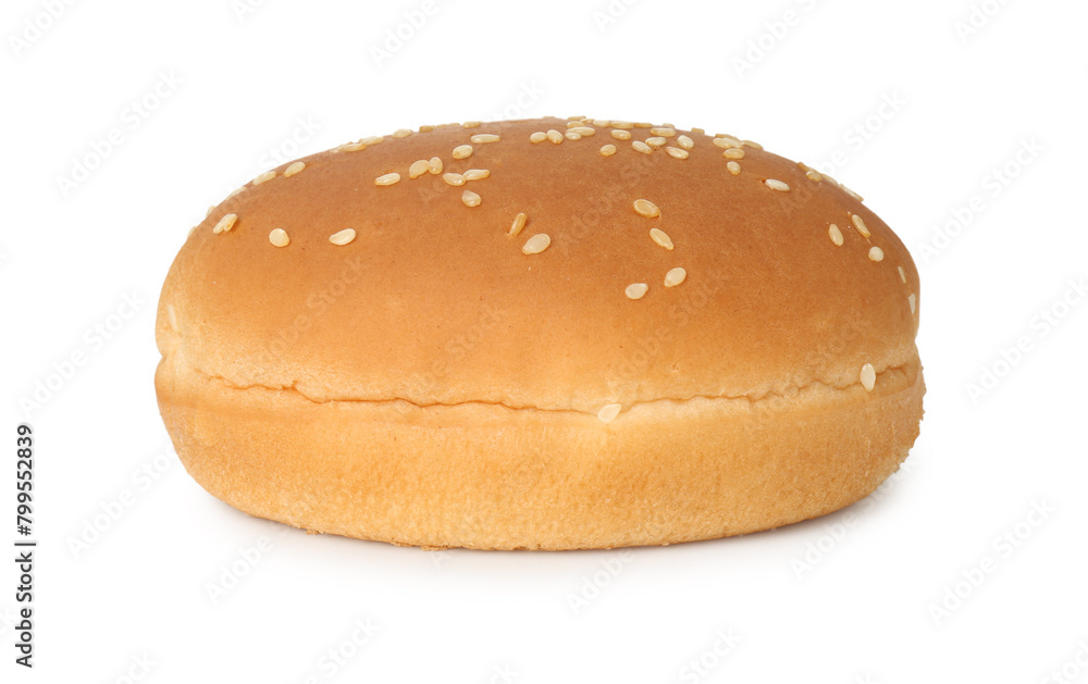 One fresh burger bun isolated on white One fresh burger bun isolated on white