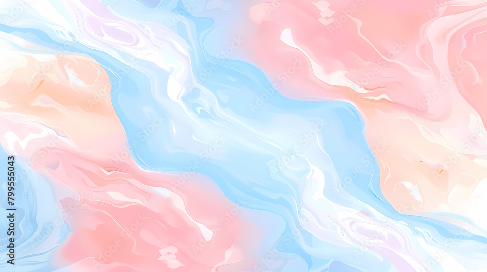 Pastel Swirls of Pink and Blue in Abstract Marble Art