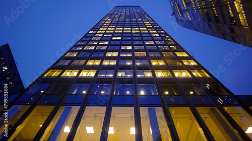 Wallpaper Mural Twilight Glow on a Modern Skyscraper in the City Torontodigital.ca