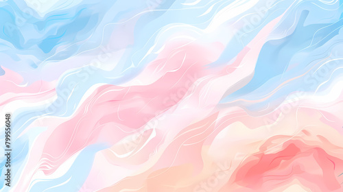 Pastel Swirls of Pink and Blue in Abstract Marble Art