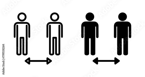 Social distancing icon vector isolated on white background. Keep distance sign. Coronavirus. Social Distancing and Self Quarantine.