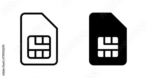 Sim card icon vector isolated on white background. Mobile slot icon. Mobile cellular phone sim card chip.