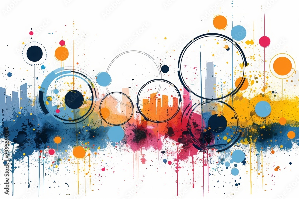 Obraz premium abstract geometric background, modern art artistic orange and blue gradient texture background, concept of business in high technology