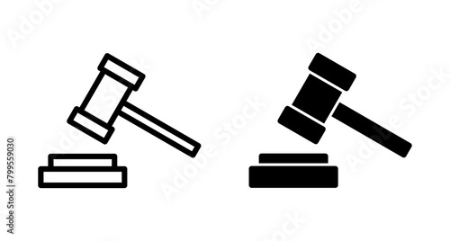 Gavel icon vector isolated on white background. Hammer icon vector. Judge Gavel Auction Icon Vector. Bid