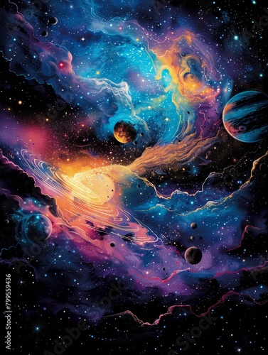Cosmic Melange of Stars  Planets  Nebulas