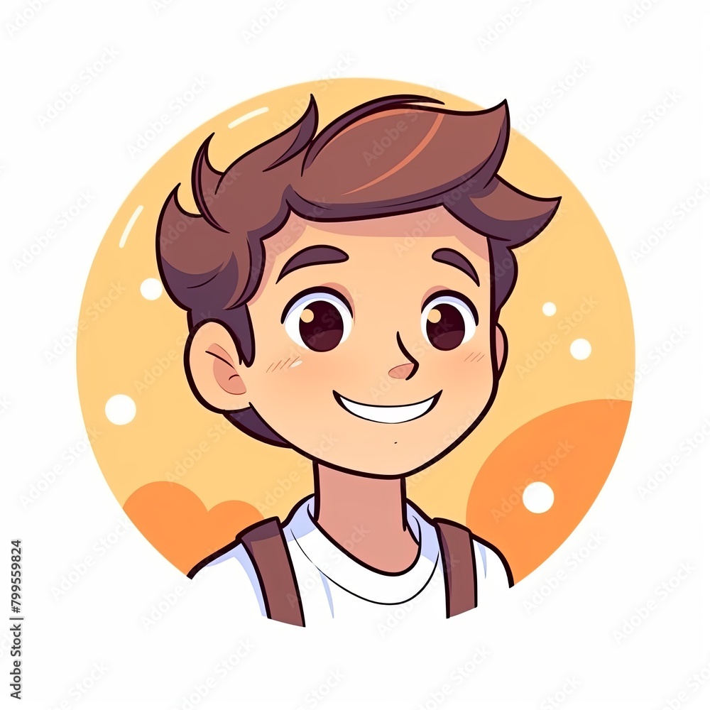 flat illustration of cute pleasant boy, friendly character, white background flat illustration of cute pleasant boy, friendly character, white background