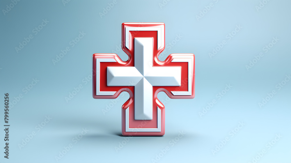 Fototapeta premium Cross Medic Icon 3d