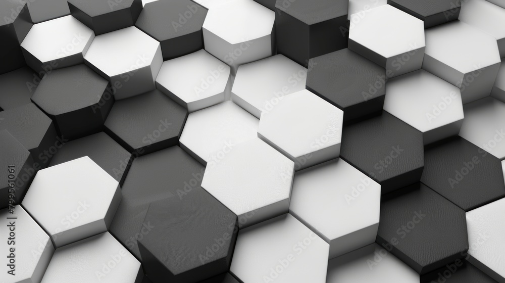 A black and white image of a pattern of hexagons A black and white image of a pattern of hexagons
