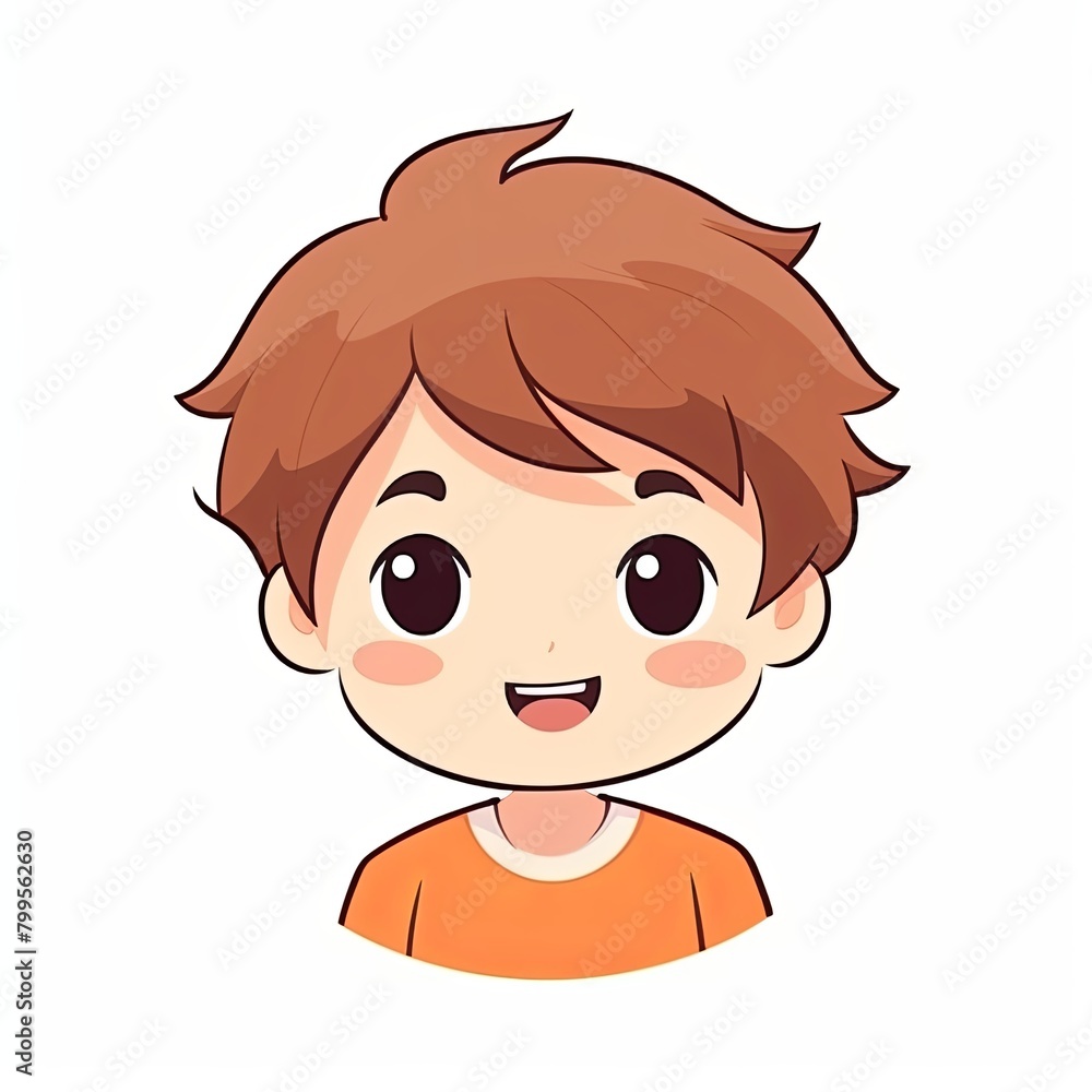 flat illustration of cute pleasant boy, friendly character, white background flat illustration of cute pleasant boy, friendly character, white background