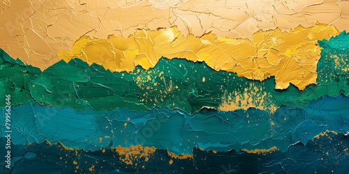 Aqua and Gold Earth Tones - Rugged Abstract Texture for Natural Inspired Modern Decor
