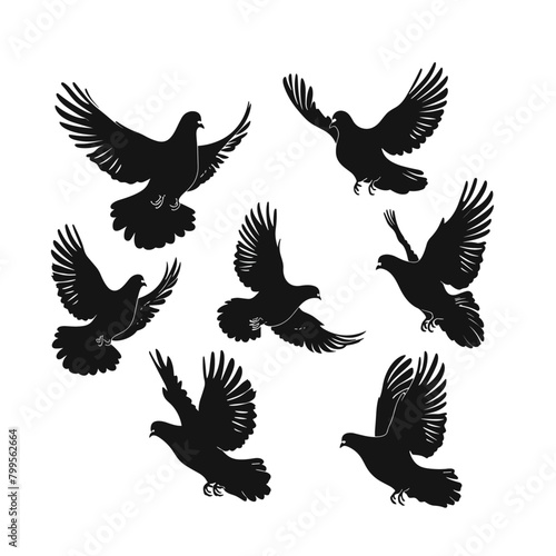 silhouetted birds in mid-flight  showcasing the grace and dynamism of avian movement