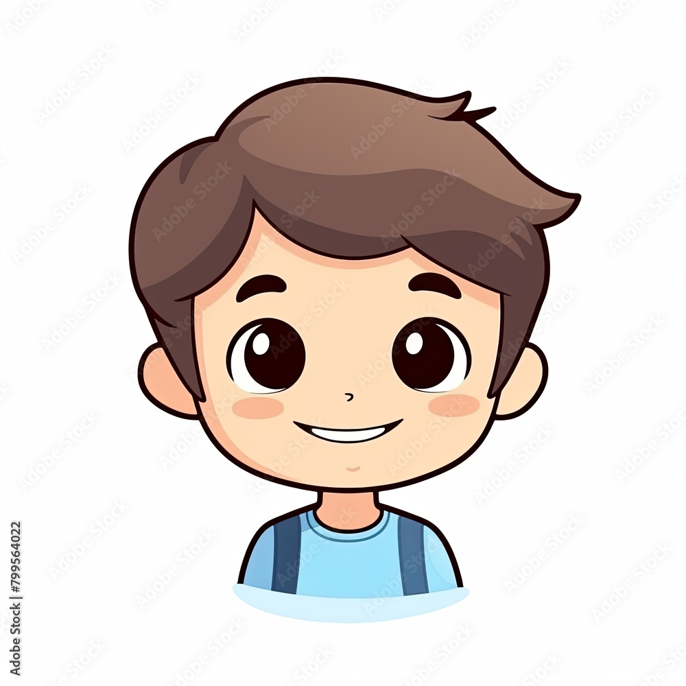 flat illustration of cute pleasant boy, friendly character, white background flat illustration of cute pleasant boy, friendly character, white background