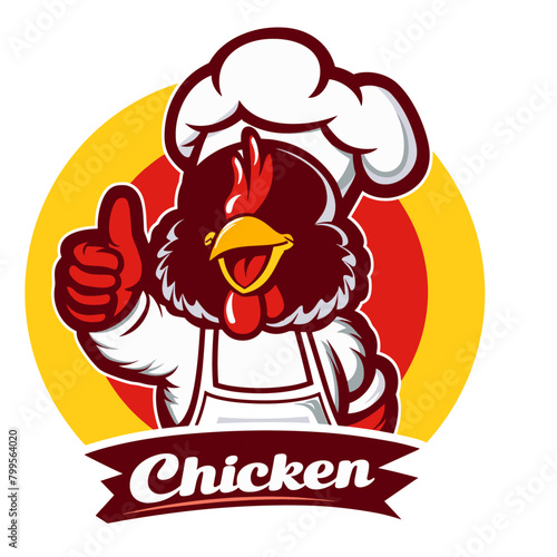 proud cartoon chicken wearing a white chef hat and giving a thumbs up