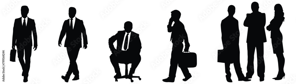 Silhouette of business people posing isolated on white stock illustration Silhouette of business people posing isolated on white stock illustration