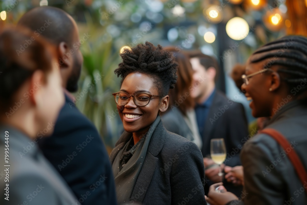 Portrait of a smiling afro-american businesswoman with her colleagues in the background Portrait of a smiling afro-american businesswoman with her colleagues in the background