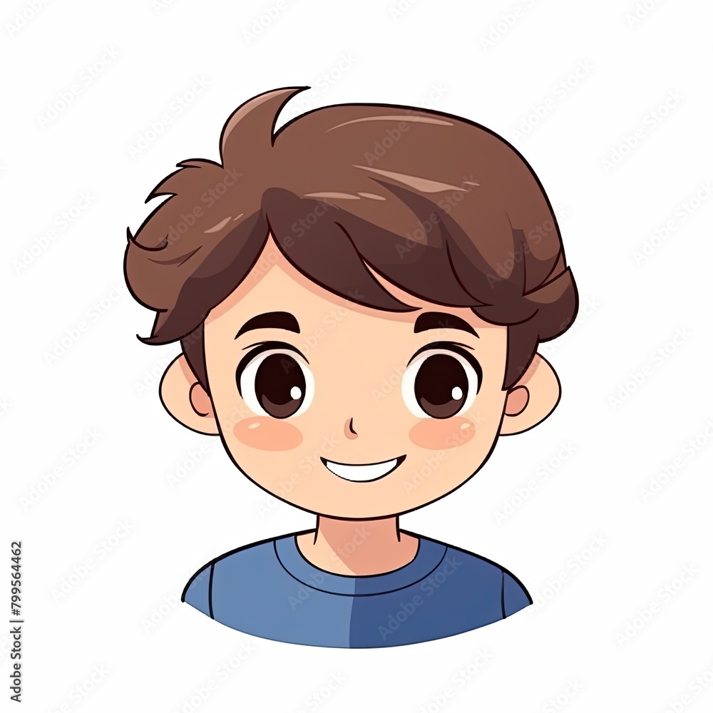 flat illustration of cute pleasant boy, friendly character, white background flat illustration of cute pleasant boy, friendly character, white background