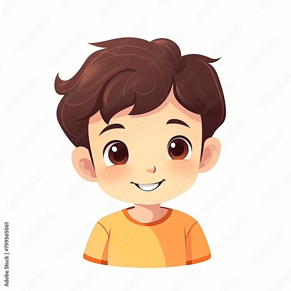 flat illustration of cute pleasant boy, friendly character, white background flat illustration of cute pleasant boy, friendly character, white background