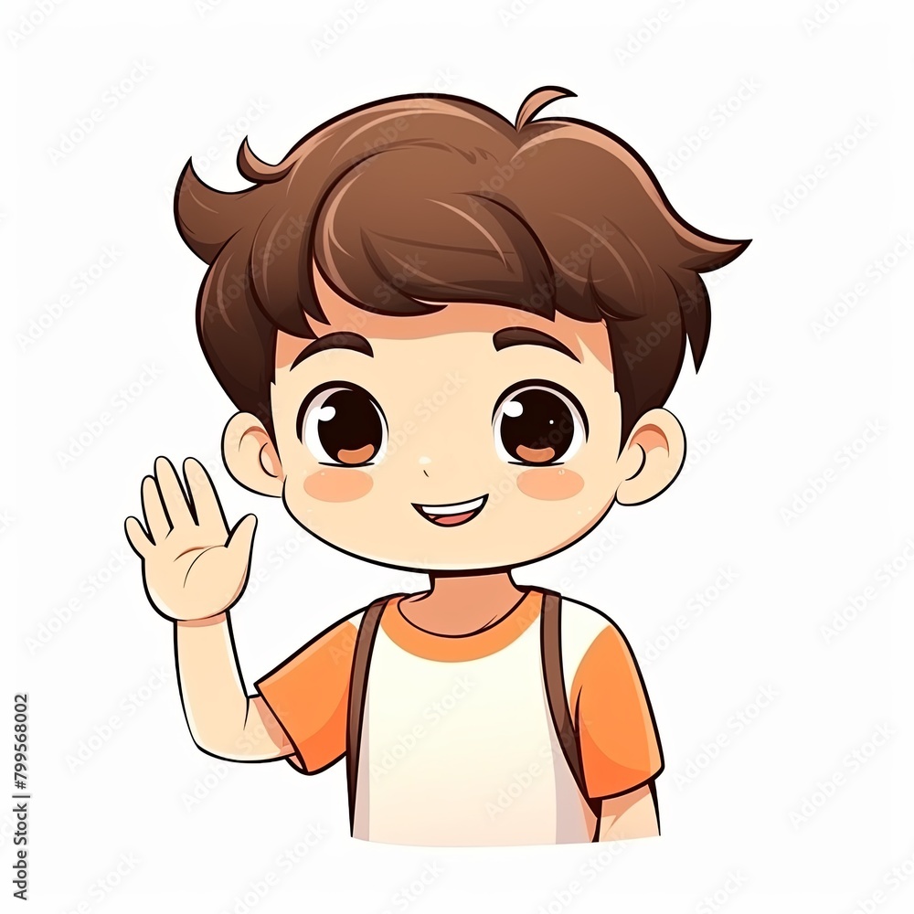 flat illustration of cute pleasant boy, friendly character, white background flat illustration of cute pleasant boy, friendly character, white background