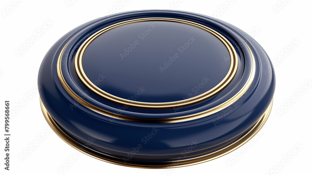 Beautiful dark blue seal for documents, botton, with a gold border close-up on a white background Beautiful dark blue seal for documents, botton, with a gold border close-up on a white background