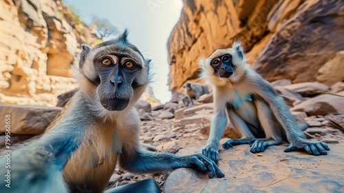 Chimerical Canyon Chronicles: A Quirky Selfie with a Pair of Pensive Primates photo