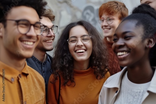 Portrait of group of happy multiethnic students looking at camera