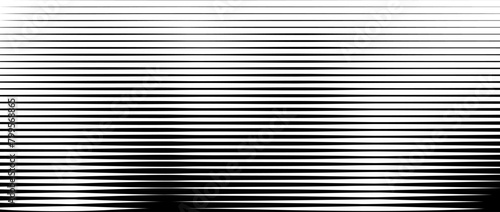 Line halftone gradient texture. Vibrating horizontal gradation background. Repeated stripe pattern backdrop. Black parallel thin to thick stripe moire backdrop for overlay, print, cover. Vector
