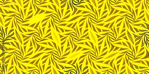 Seamless pattern with abstract leaves in yellow colors