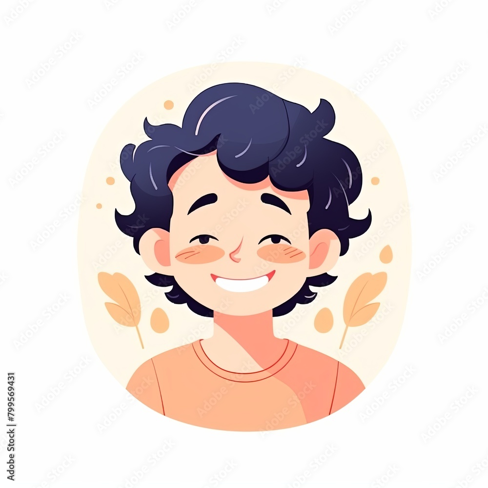 flat illustration of cute pleasant boy, friendly character, white background flat illustration of cute pleasant boy, friendly character, white background