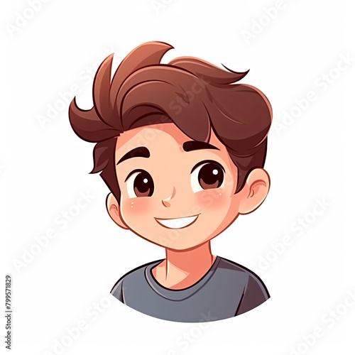 flat illustration of cute pleasant boy, friendly character, white background