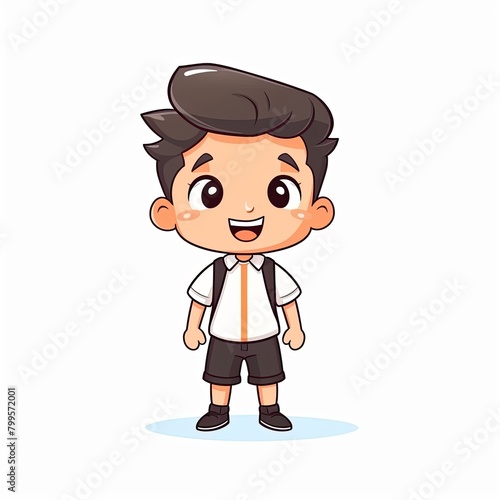 flat illustration of cute pleasant boy, friendly character, white background