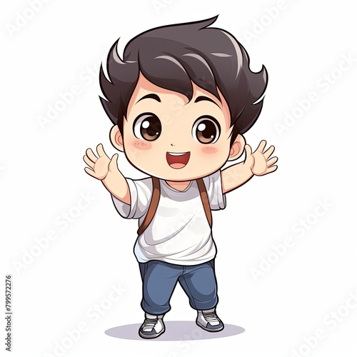 Obraz na płótnie flat illustration of cute pleasant boy, friendly character, white background w salonie
