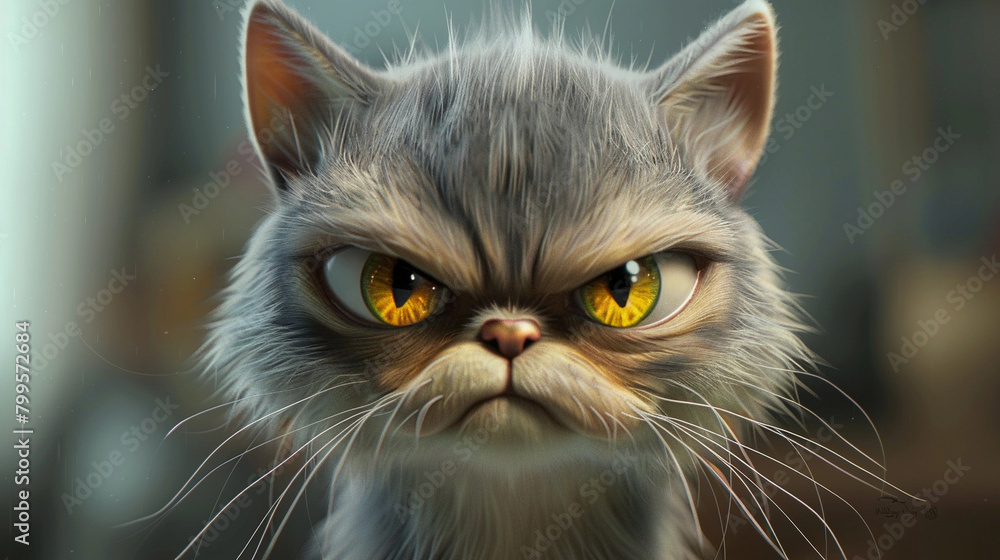 A collection of grumpy-looking cats with googly eyes that are wide open and curious A collection of grumpy-looking cats with googly eyes that are wide open and curious