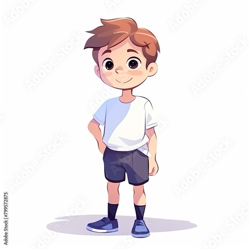 Obraz na płótnie flat illustration of cute pleasant boy, friendly character, white background w salonie