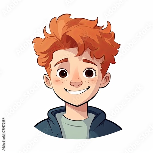 Obraz na płótnie flat illustration of cute pleasant boy, friendly character, white background w salonie