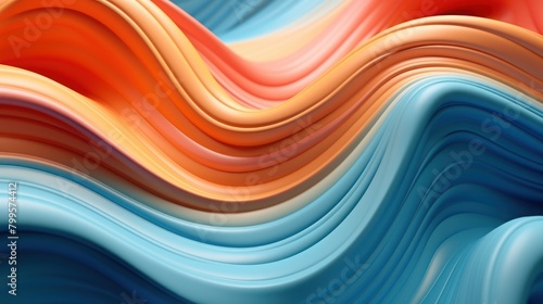 Abstract wavy pattern with a gradient transition from blue to orange  giving a smooth and calming effect.