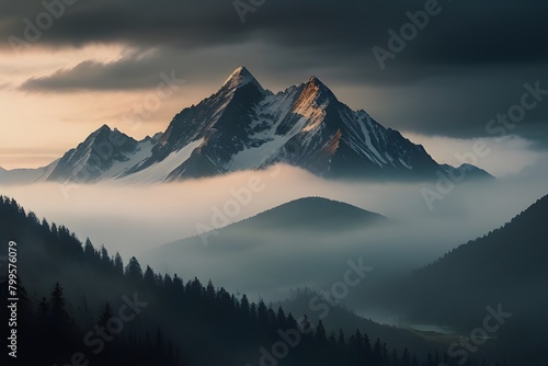 Misty forests among the mountains, mountains in the morning, misty forests, mist, similar to heaven, sunrise in the mountain